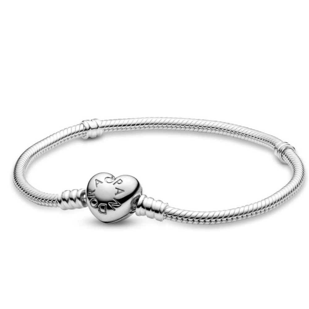 NEW ✨ Pandora Moments Heart Clasp Snake Chain Charm Bracelet 6.7”